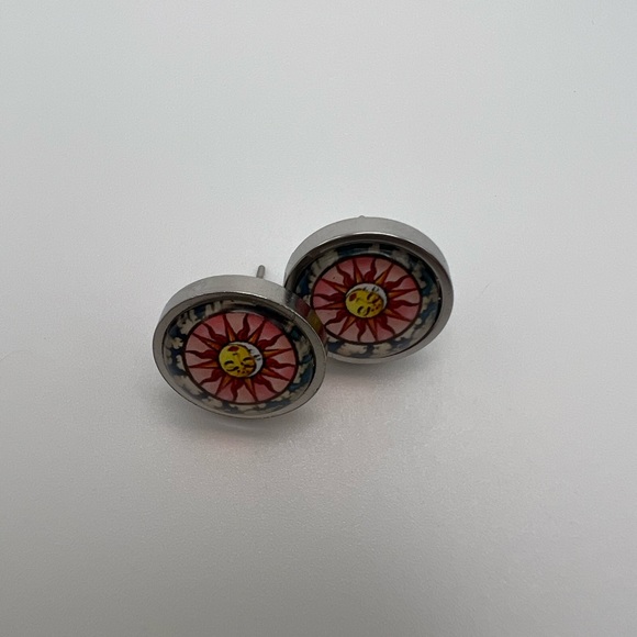 Classic Celestial Stud Earring Set - Moon and Sun Stud Earring Set - Boho Studs - Picture 4 of 12